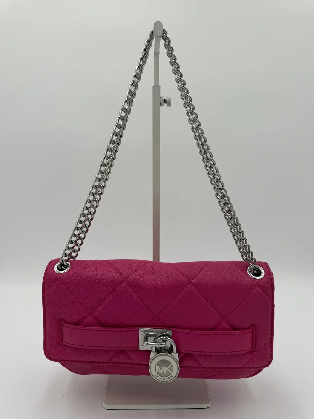 Michael Kors Hamilton Quilt Small Flap Leather Chain Bag Pink
